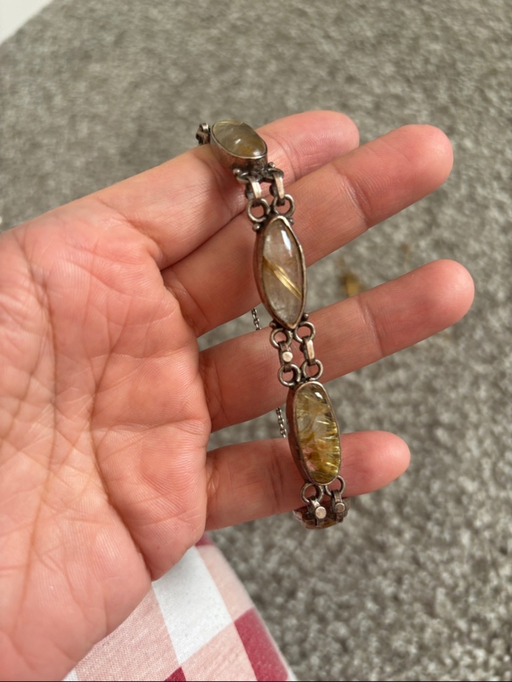 Sterling Silver Rutilated Quartz Bracelet in Golden Brown